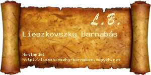 Lieszkovszky Barnabás névjegykártya
