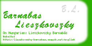 barnabas lieszkovszky business card